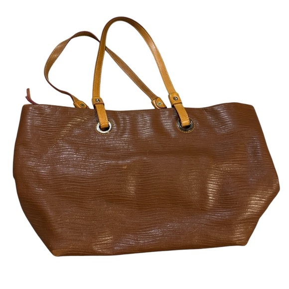 Dooney and Bourke Leather Tote Bag Brown Waves - Picture 5 of 12